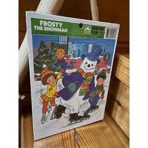 Vintage 1985 Golden Frame tray puzzle Frosty the Snowman Skating